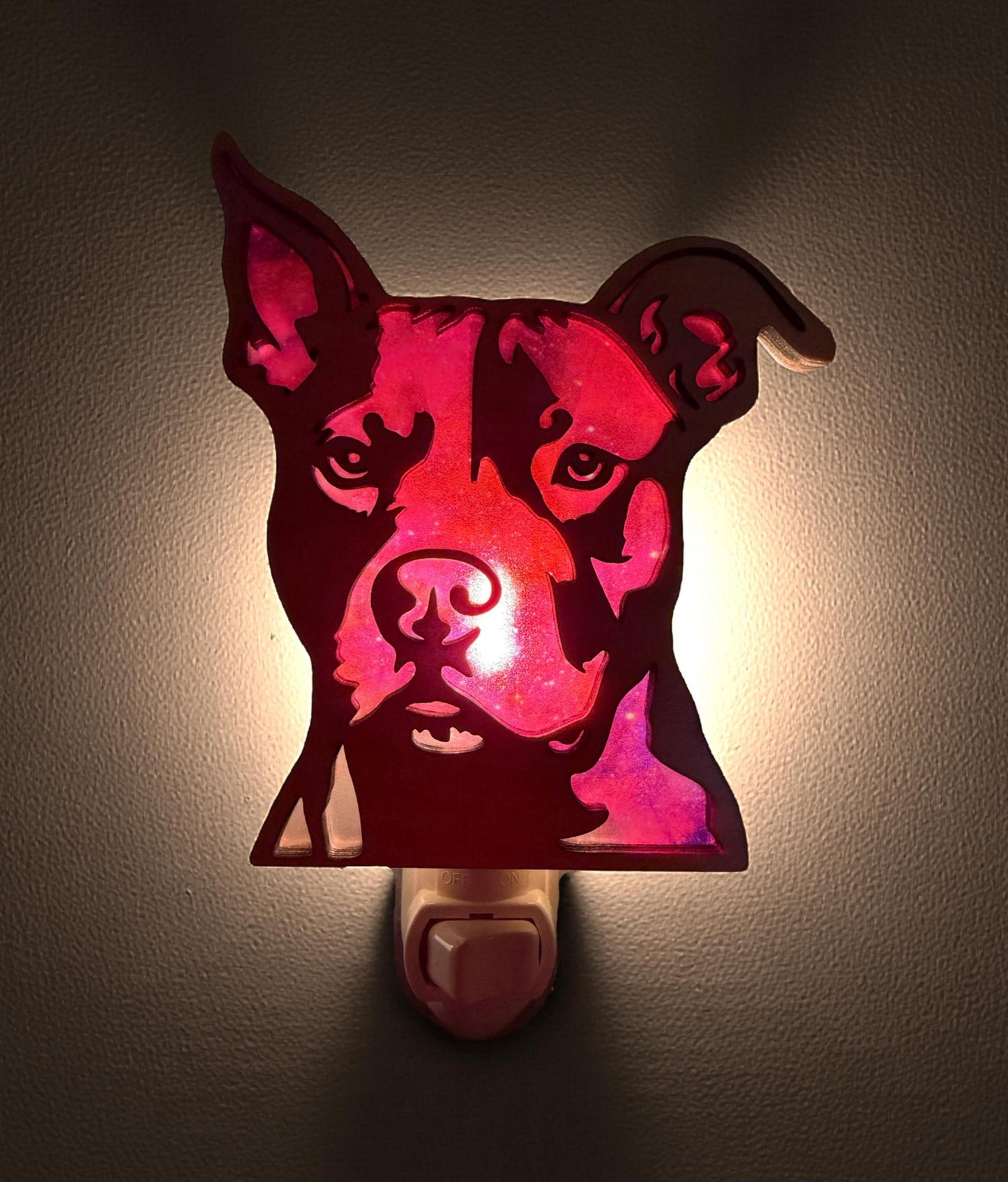 Pit Bull Handmade Wood & Acrylic Dog Night Light Dog Lover Gift __etsy:7658252357
