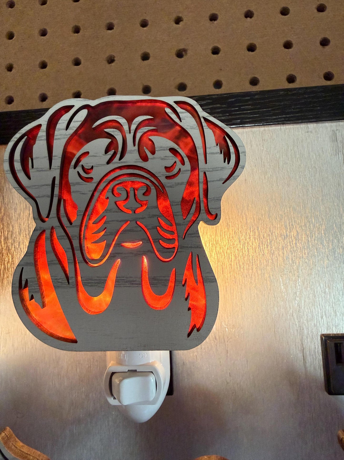 Bull Mastiff Handmade Wood & Acrylic Dog Night Light: Dog Lover Gift