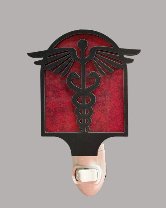 Caduceus Night Light | Handmade LED Plug-In, Doctor/Nurse Gift