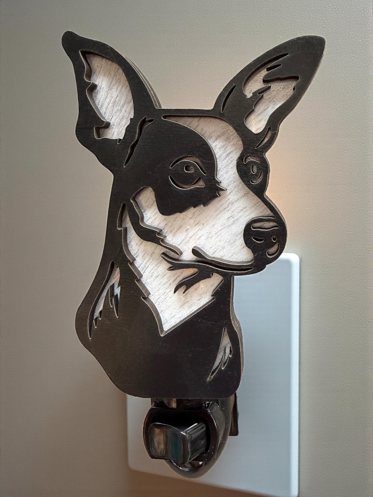 Rat Terrier Handmade Wood & Acrylic Dog Night Light Dog Lover Gift