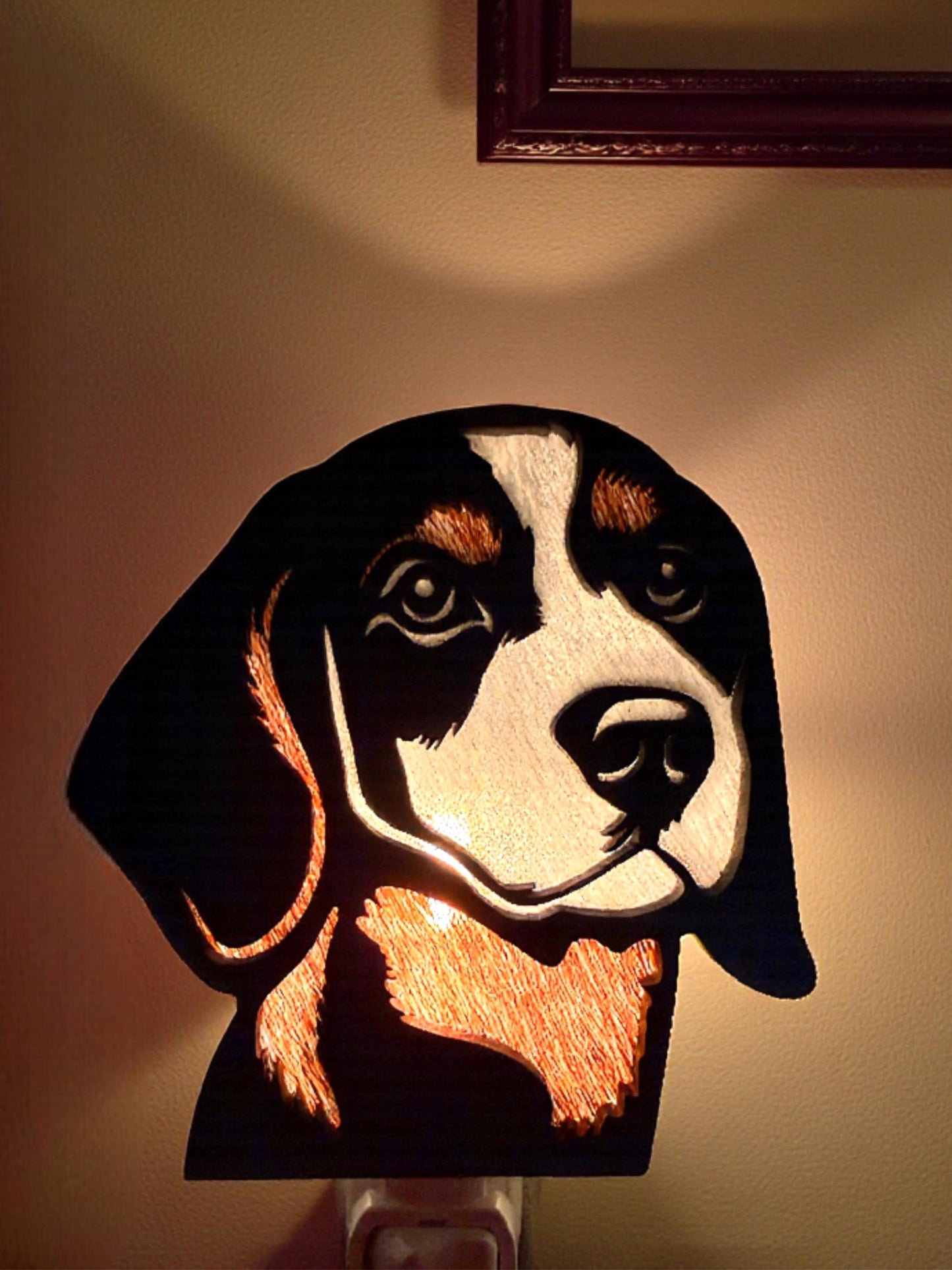 Beagle Handmade Wood & Acrylic Dog Night Light: Dog Lover Gift __etsy:7694323044