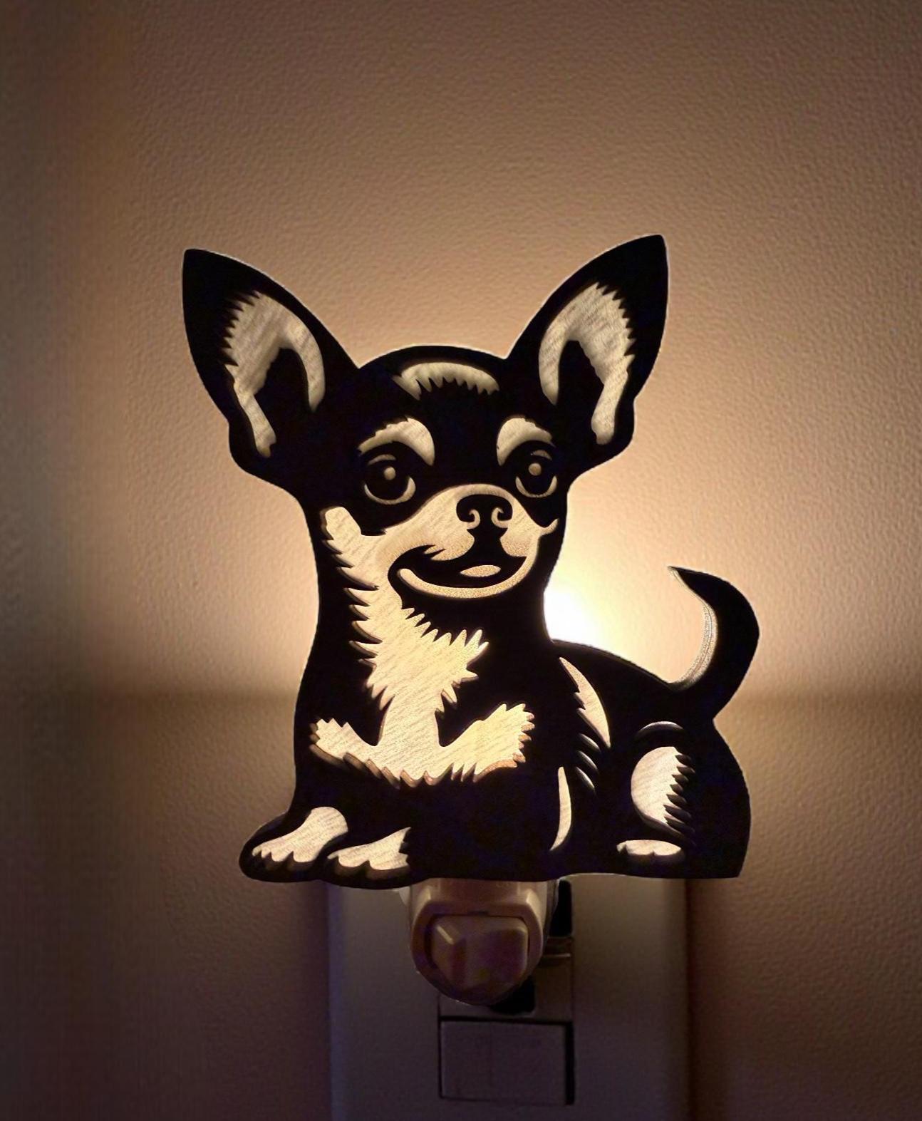 Chihuahua Handmade Wood & Acrylic Dog Night Light Dog Lover Gift __etsy:7610300436
