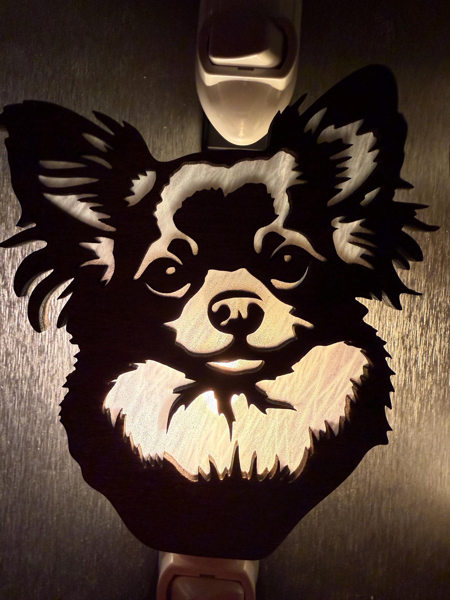 Chion Dog Night Light | Laser Cut Chihuahua Papillon Mix Decor __etsy:7548555642