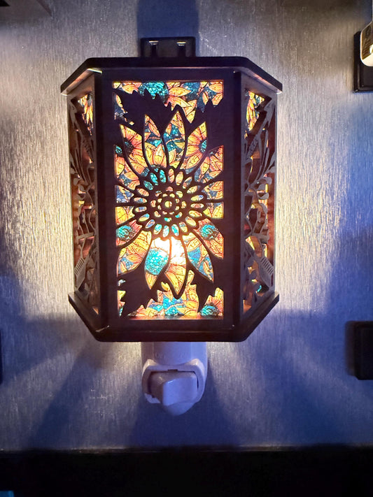 3D Sunflower Night Light Plug In – Layered Stained Glass Style Floral Nightlight – Warm LED Wall Light – Kitchen Bathroom Hallway Decor __etsy:7649034416