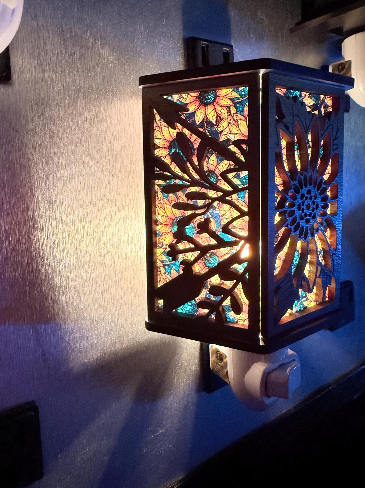 3D Sunflower Night Light Plug In – Layered Stained Glass Style Floral Nightlight – Warm LED Wall Light – Kitchen Bathroom Hallway Decor __etsy:7696980831
