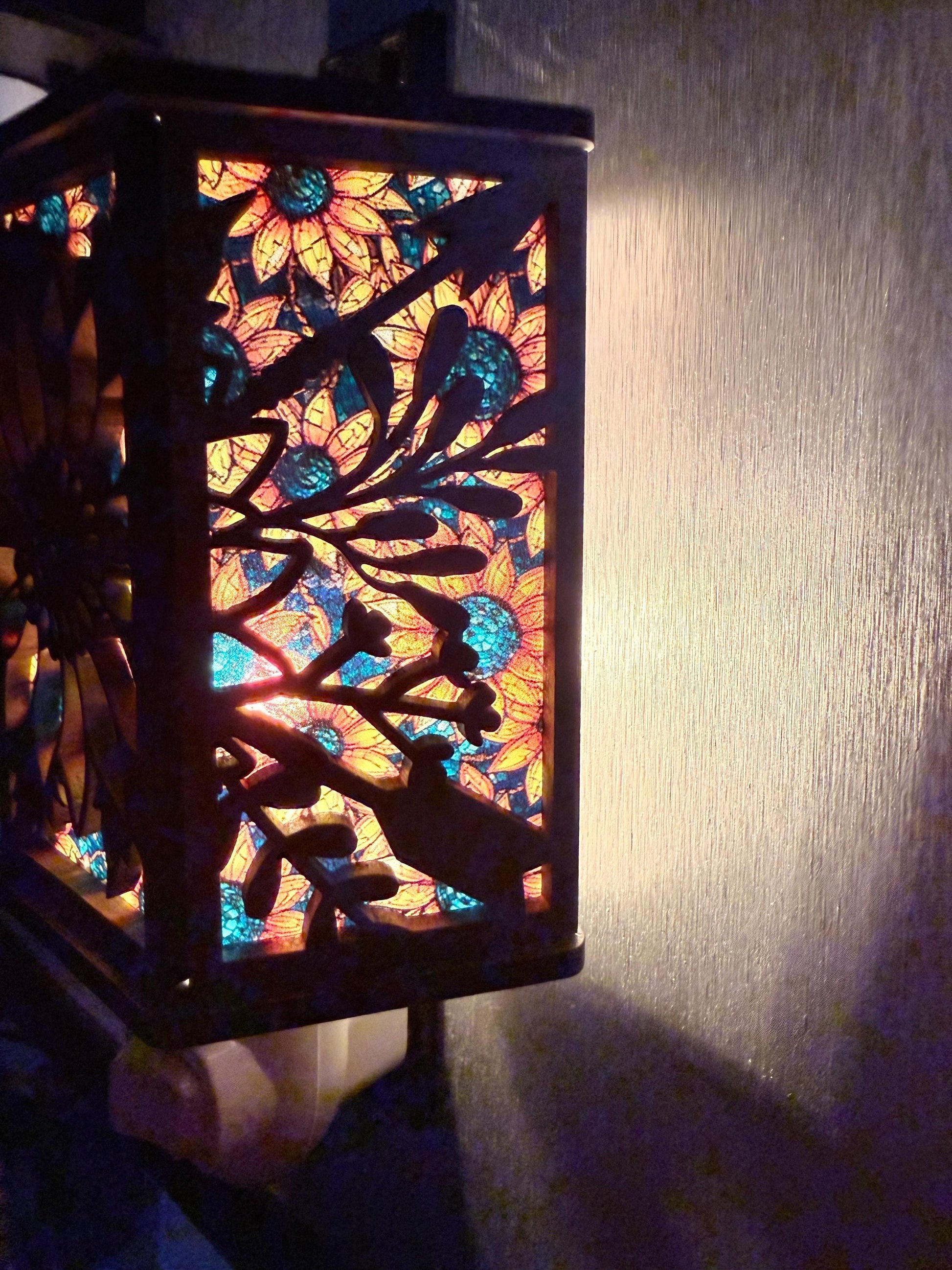 3D Sunflower Night Light Plug In – Layered Stained Glass Style Floral Nightlight – Warm LED Wall Light – Kitchen Bathroom Hallway Decor __etsy:7649034422