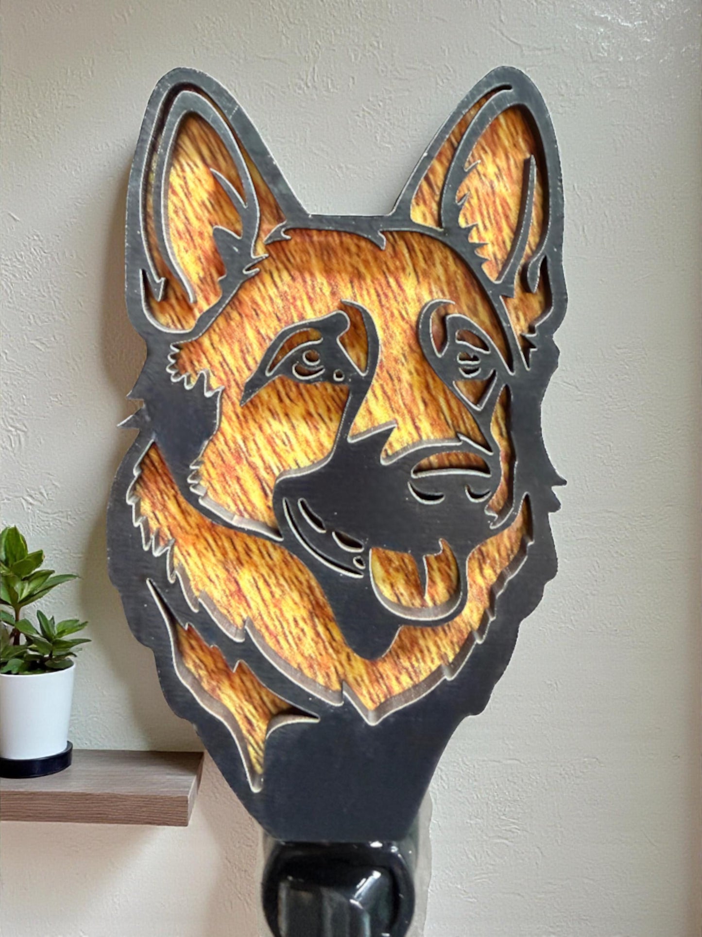 German Shepherd Handmade Wood & Acrylic Dog Night Light Dog Lover Gift __etsy:7606572458