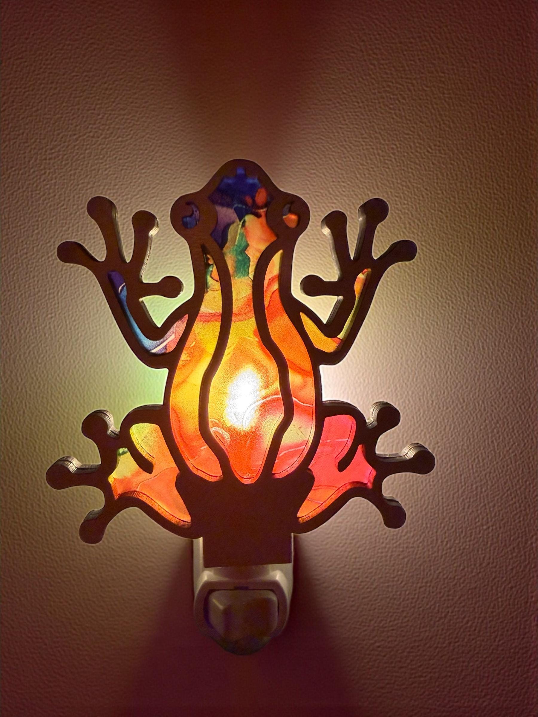 Handmade Tree Frog Night Light | Stained Glass Style LED Nursery Light __etsy:7598284350