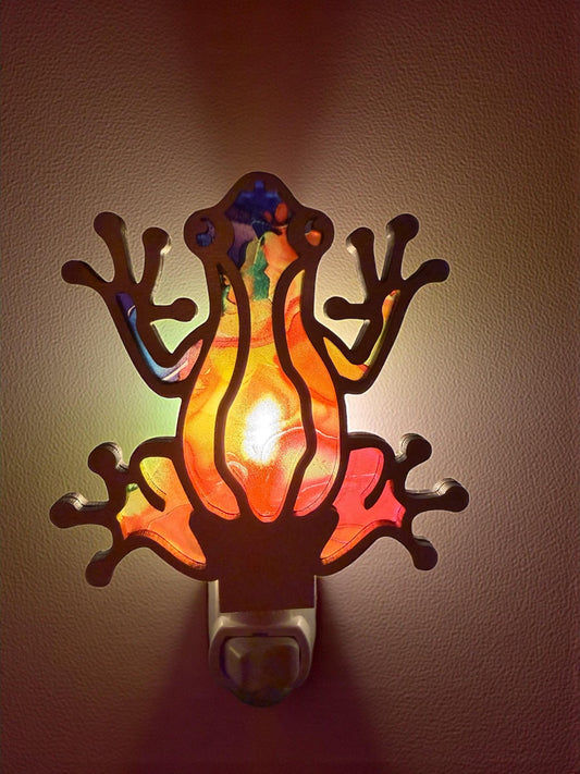 Handmade Tree Frog Night Light | Stained Glass Style LED Nursery Light __etsy:7598284350