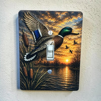 Flying Mallard Duck at Sunset Light Switch Cover