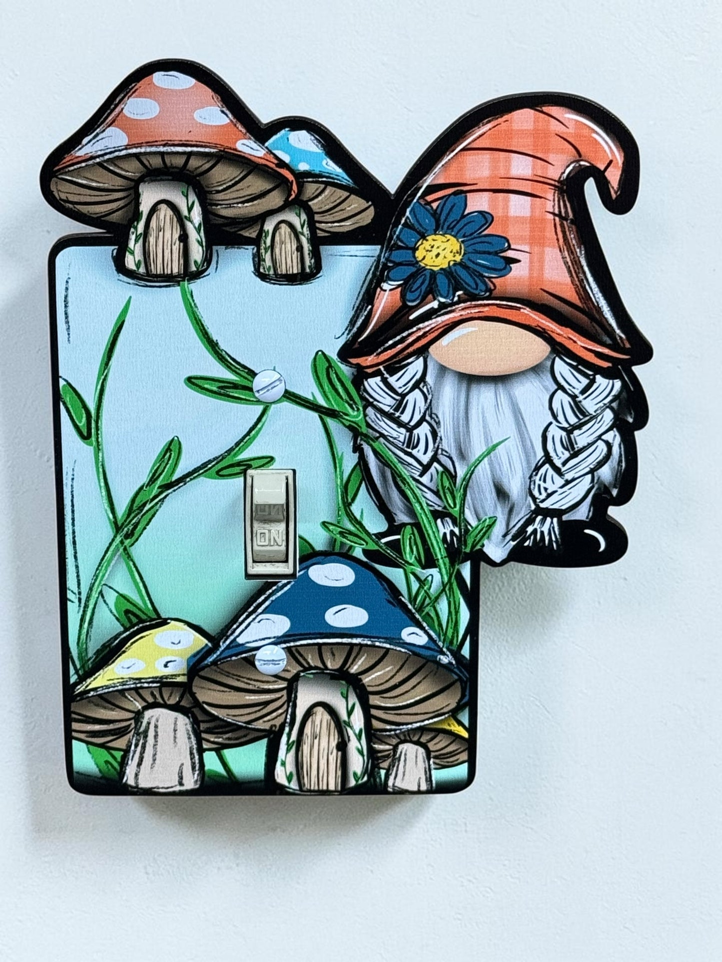 Gnome & Mushroom Garden Light Switch Cover