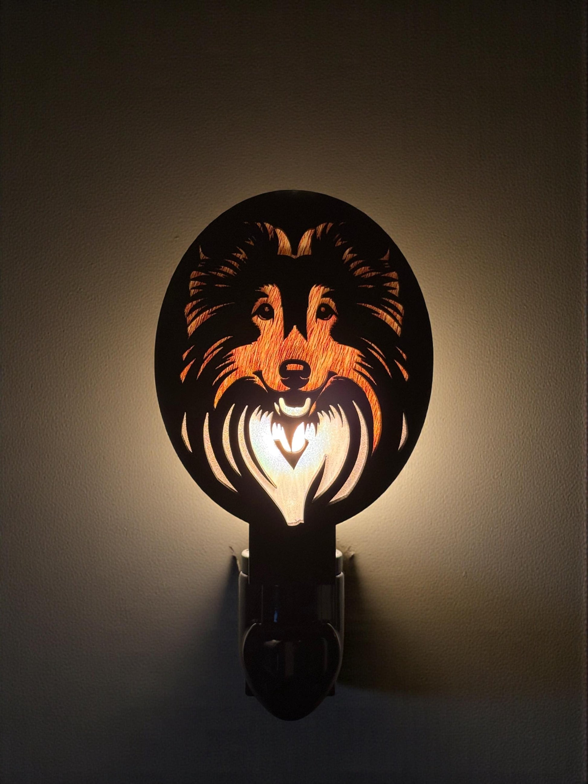 Sheltie Handmade Wood & Acrylic Dog Night Light Dog Lover Gift __etsy:7658259801
