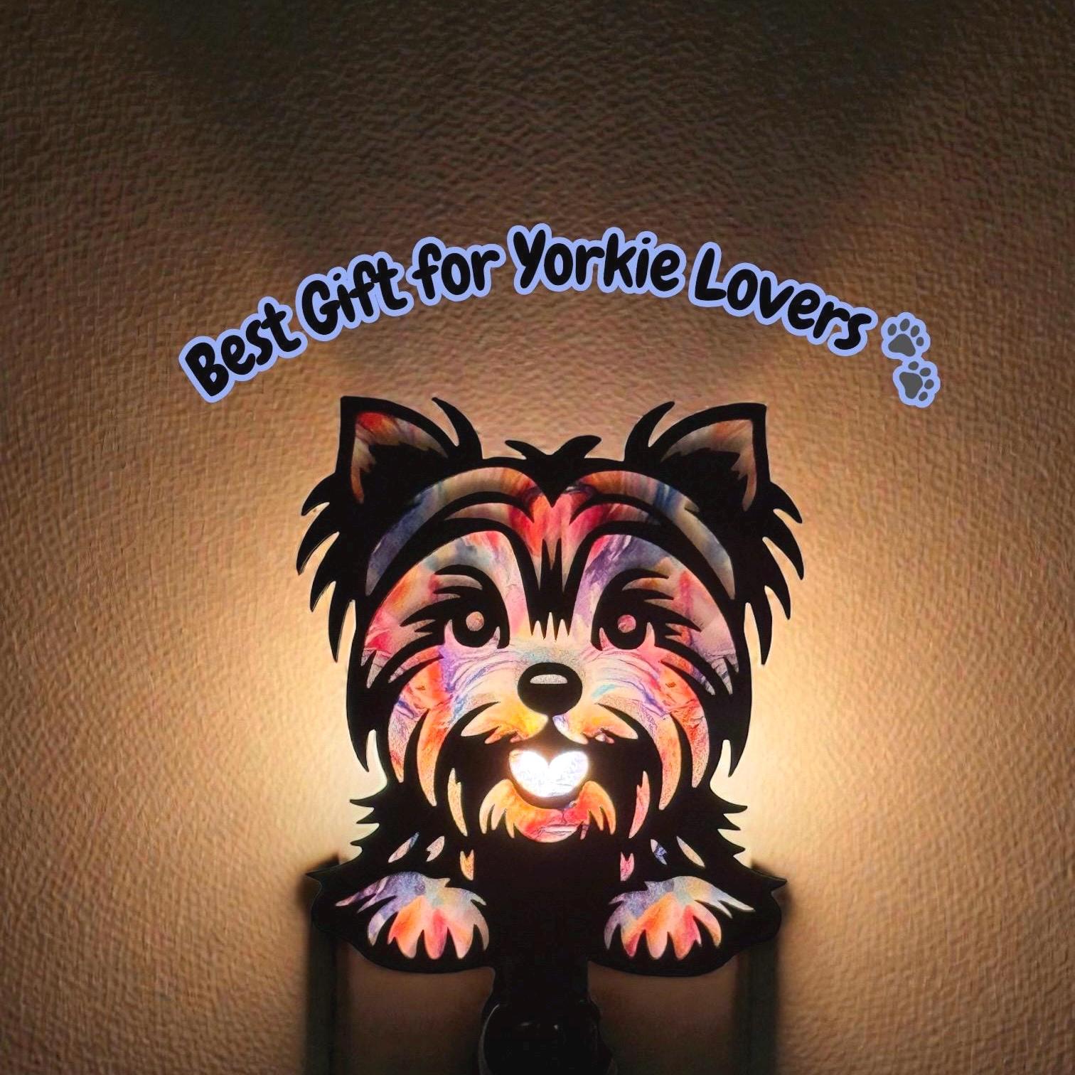 Yorkie Dog Night Light for Dog Lovers | Yorkshire Terrier LED Lamp | Laser Cut Puppy Night Light | Gift for Yorkie Mom __etsy:7579295309