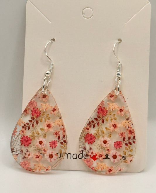 Acrylic Floral Dangle Earrings, Flower Earrings