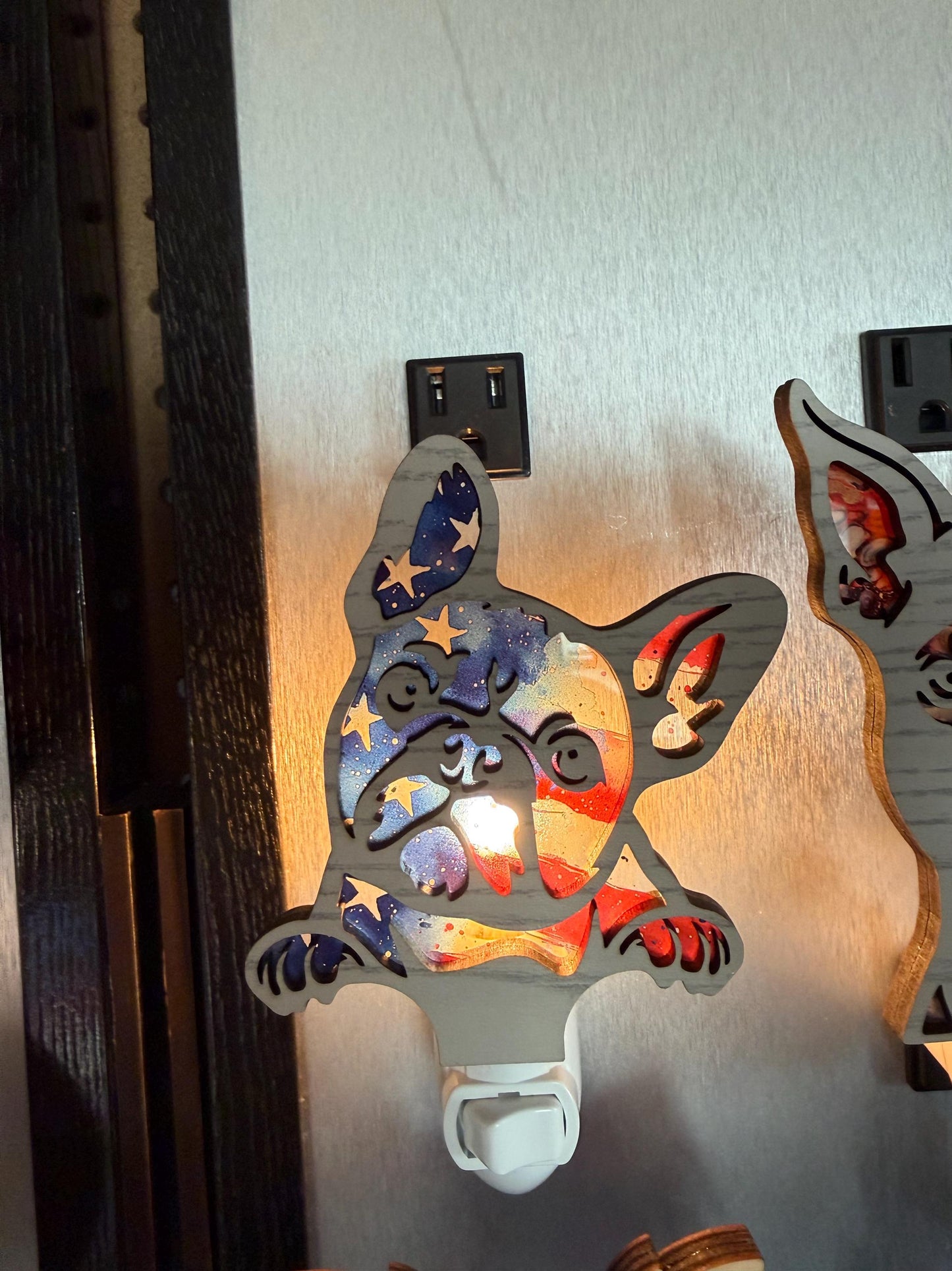 French Bulldog Handmade Wood & Acrylic Dog Night Light Dog Lover Gift
