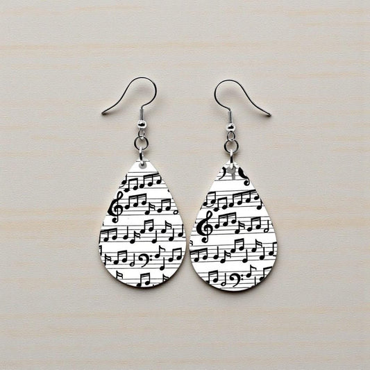 Handmade Teardrop Music Note Earrings – Lightweight Dangle Jewelry