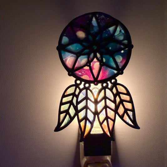 Laser Cut Dreamcatcher Night Light | Boho Feather Decor