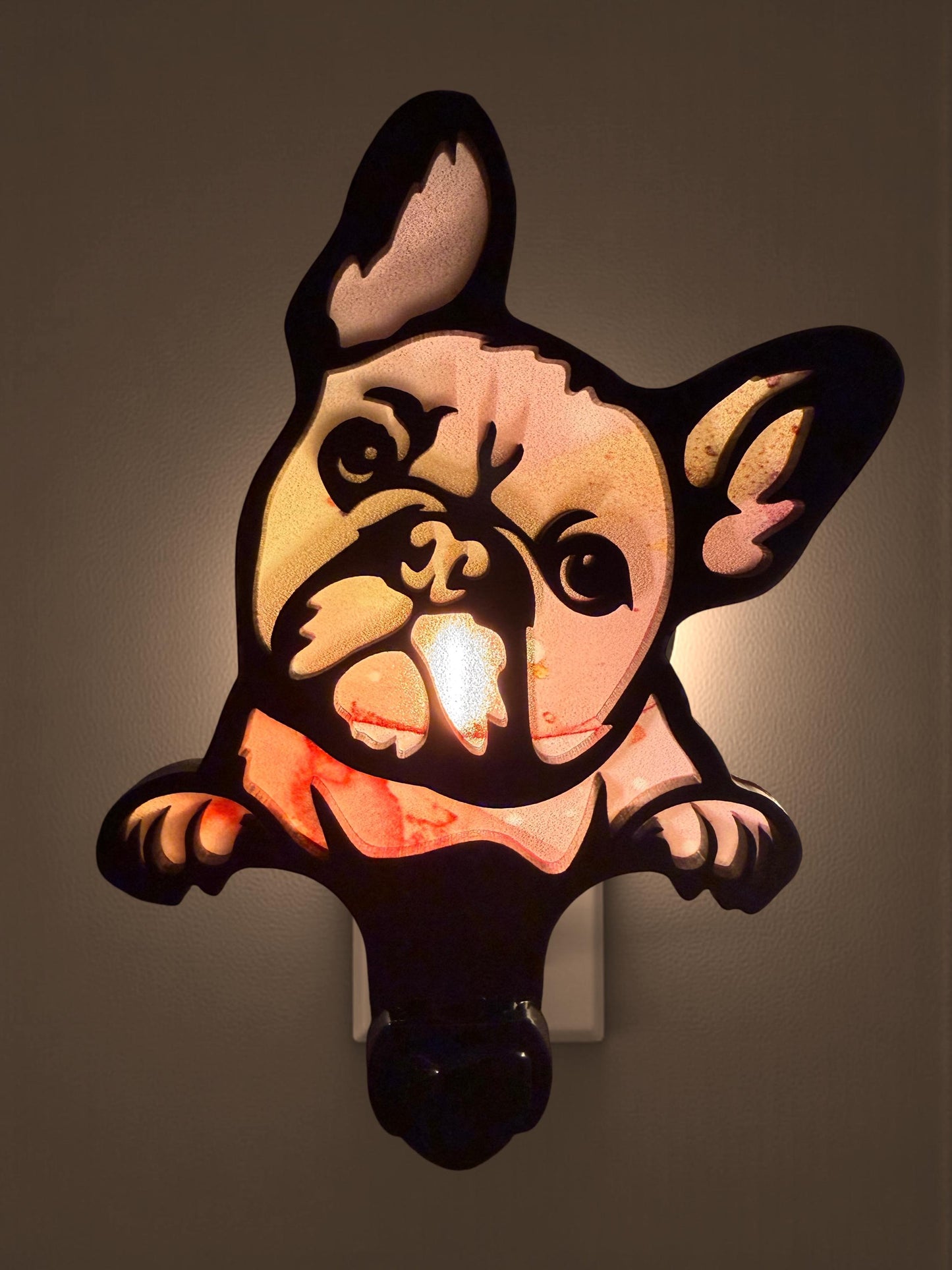 French Bulldog Handmade Wood & Acrylic Dog Night Light Dog Lover Gift