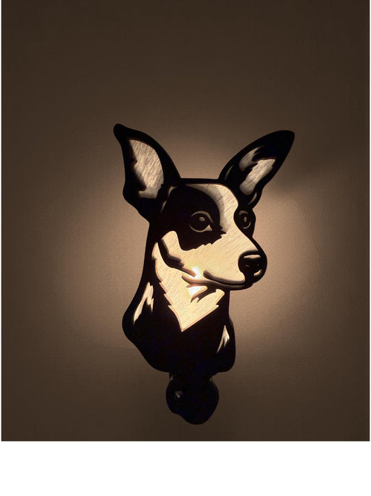 Rat Terrier Handmade Wood & Acrylic Dog Night Light  Dog Lover Gift