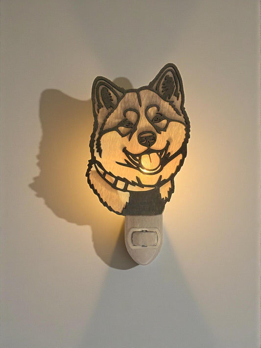 Akita shiba  Handmade Wood & Acrylic Dog Night Light Dog Lover Gift
