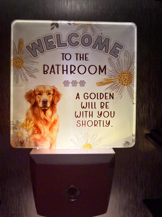Golden Retriever Bathroom NightlightFunny Dog Bathroom Decor | Plug-In LED Night Light | Gift for Dog Lovers