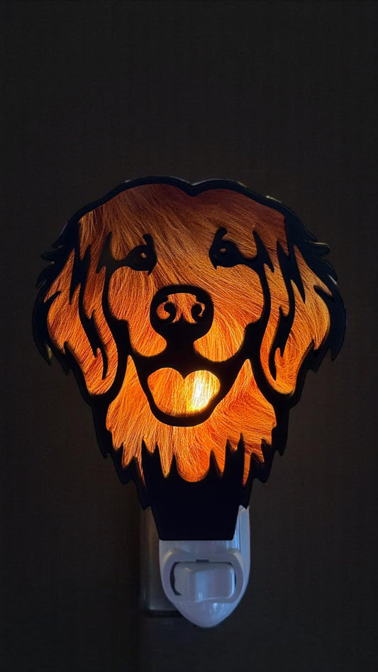 Golden Retriever Night Light – LED Wood Dog Lamp – Plug In Wall Light – Dog Lover Gift – Pet Memorial Light