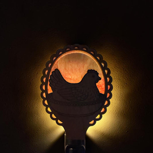 hen on a nest Night Light | Rustic Kitchen Plug In Light | Vintage Style Country Home Decor